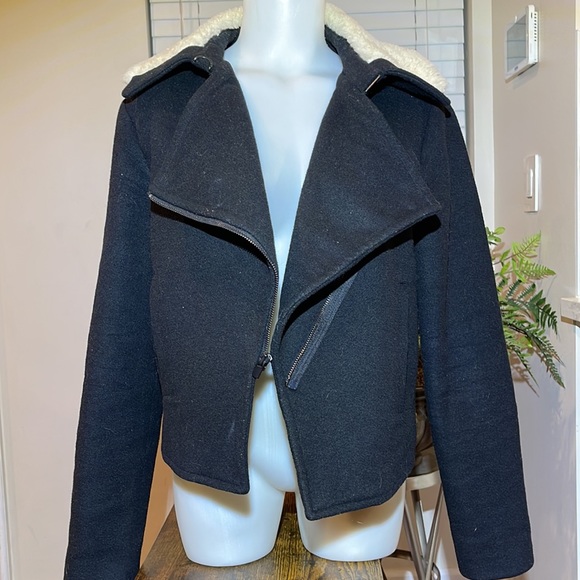 Kate Spade Zip Coat Jacket Wool Fur Neck Small - Picture 5 of 9